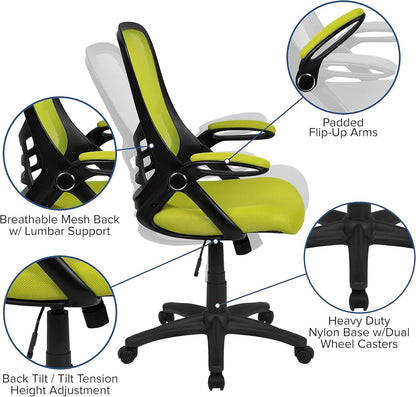 Ergonomic Mesh Back Office Chair Lumbar Support Black Green