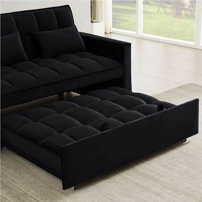 Velvet Sofa Bed With Adjustable Sleeper For Small Spaces