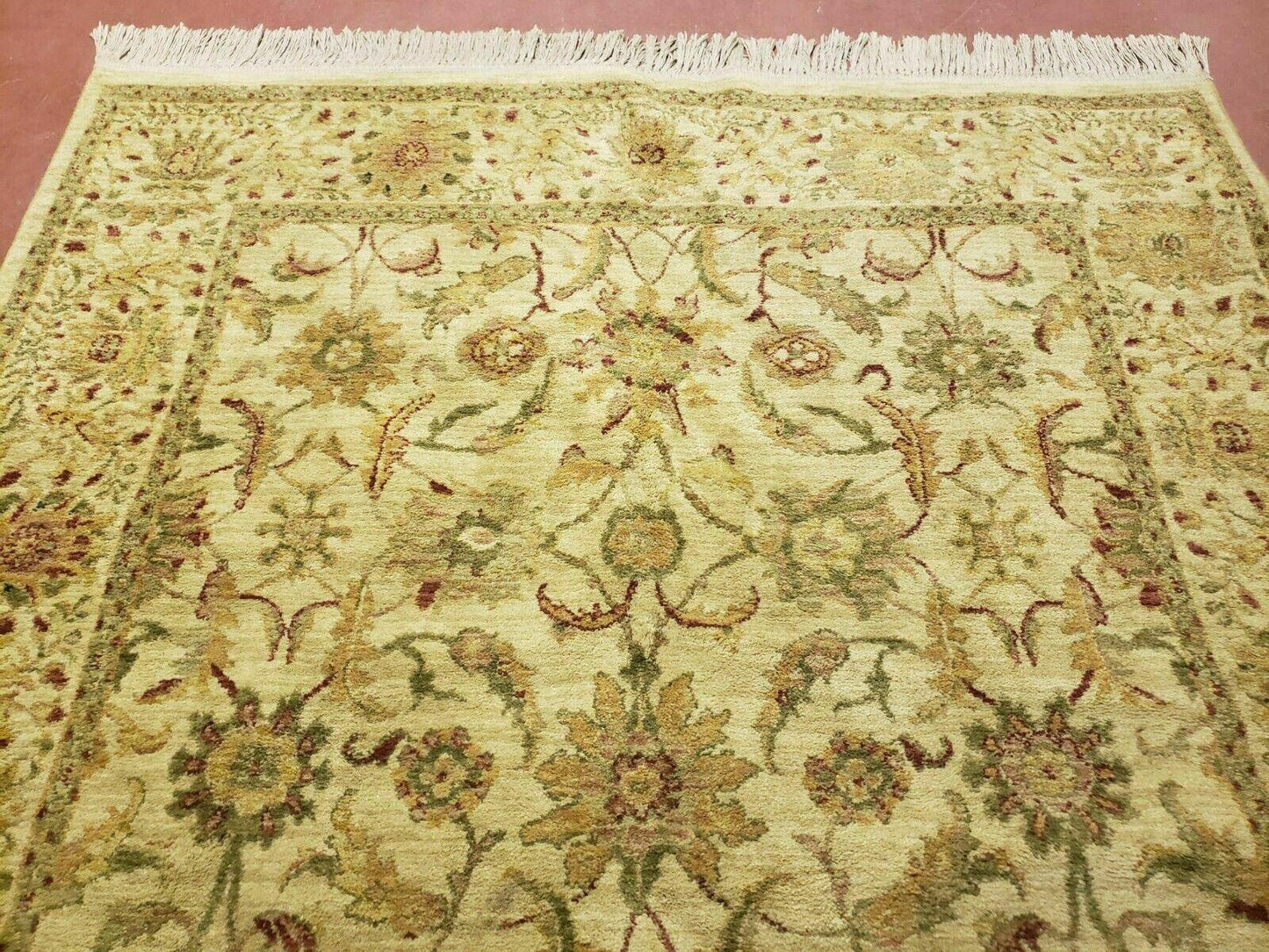 Belgium Power Loomed Rug 5x7, Vintage Oriental Wool Carpet, Beige