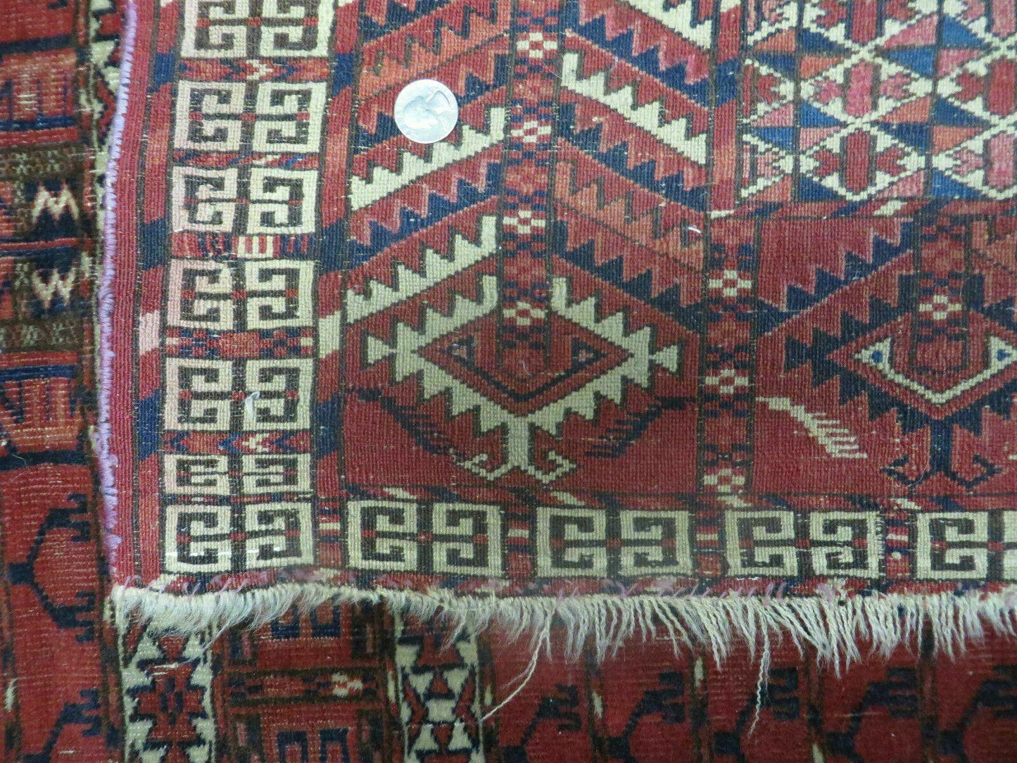 Antique Turkoman Rug 4x5, Ensi Hatchli Tekke Wool Rug