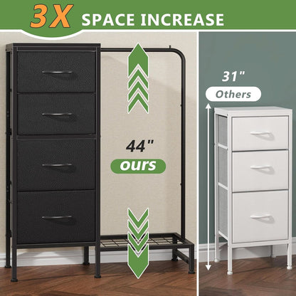 Dresser With Hanging Rack And 4 Drawers Black 44 Inch Tall