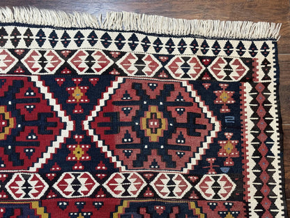 Caucasian Kilim Rug 5x7, Vintage Russian Flatweave Kilim Carpet, Tribal Bohemian Kilim Rug