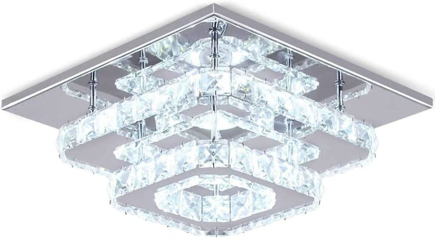 Crystal Square LED Ceiling Light Two Layer Flush Mount