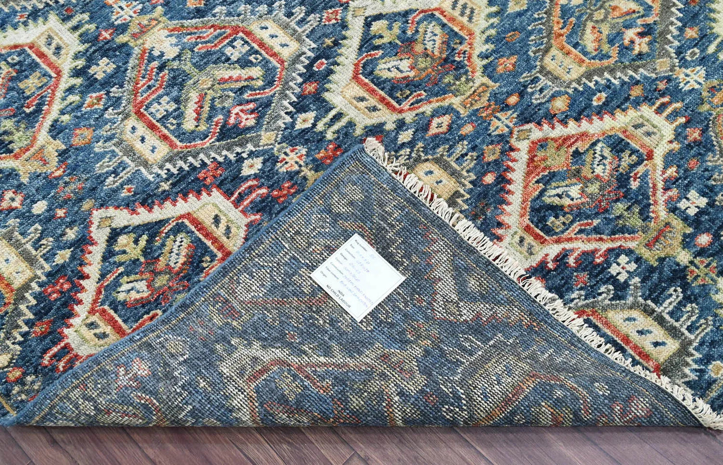 8x10 LoomBloom Navy Hand Knotted Transitional Wool Turkish Oushak Oriental Rug