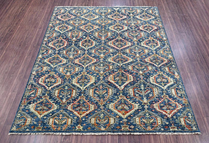 8x10 LoomBloom Navy Hand Knotted Transitional Wool Turkish Oushak Oriental Rug