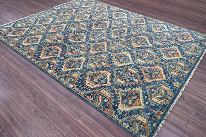 8x10 LoomBloom Navy Hand Knotted Transitional Wool Turkish Oushak Oriental Rug