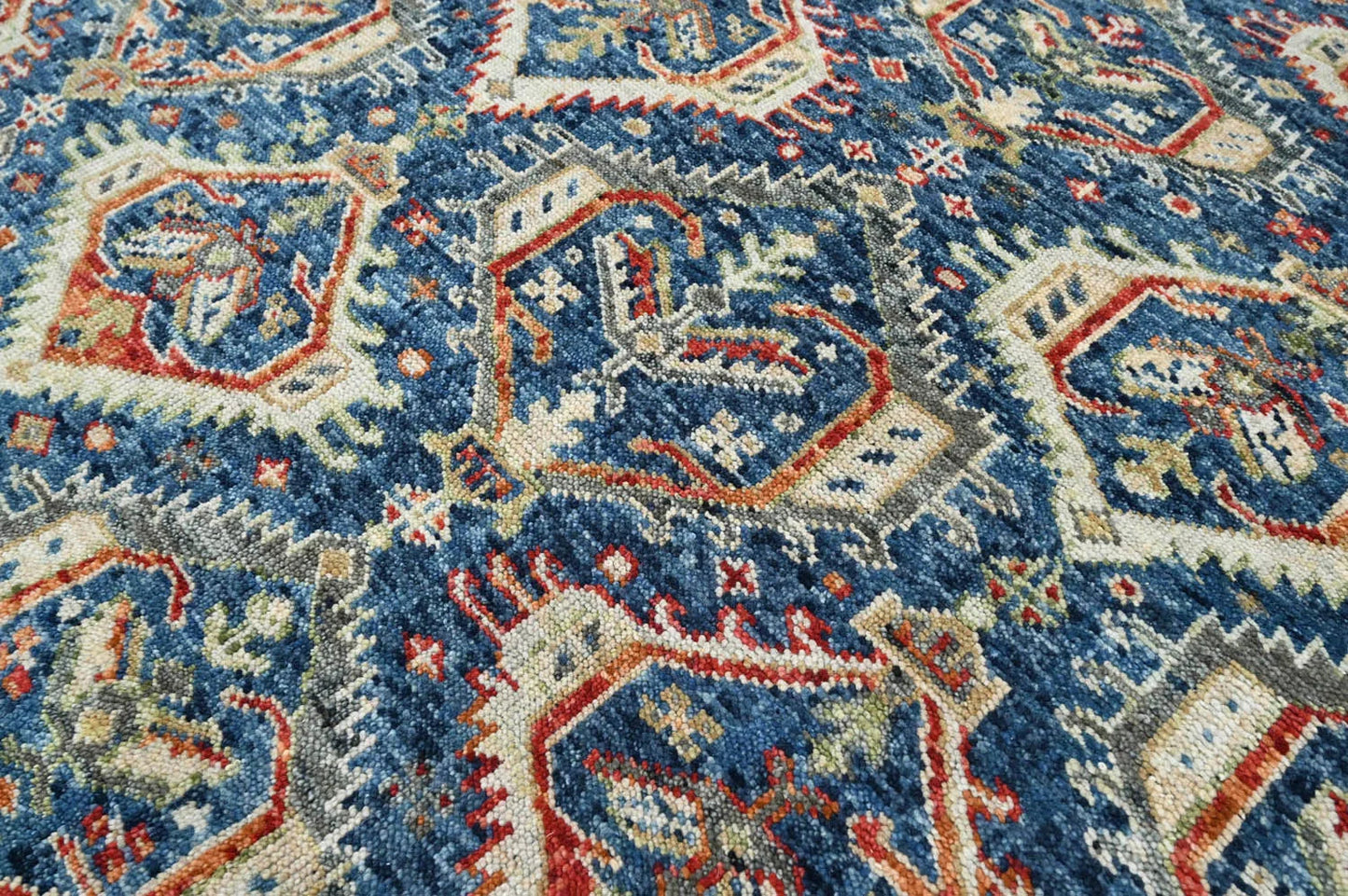8x10 LoomBloom Navy Hand Knotted Transitional Wool Turkish Oushak Oriental Rug