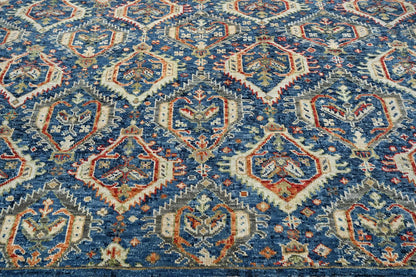 8x10 LoomBloom Navy Hand Knotted Transitional Wool Turkish Oushak Oriental Rug