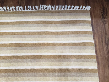 Striped Runner Rug, Flatweave Runner Rug, Hallway Runner, 15 ft Carpet Runner for Hall, Earth Tone Colors, Handmade Hand Woven Farmhouse Rug