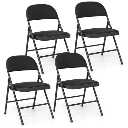 Folding Conference Chairs 4-Pack with Padded Seats - Black