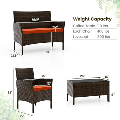 Elegant Rattan Patio Furniture Set with Cushions and Table