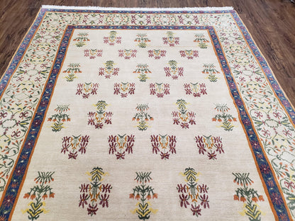 Tufenkian Rug 5.9 x 8.6, Tibetan Nepalese Rug, Hand Knotted, Soft Shiny Wool, Repeated Motifs, Contemporary Modern, Area Rug 6x9, Vintage