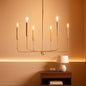 Gold 6 Light Candle Chandelier For Dining Room Modern