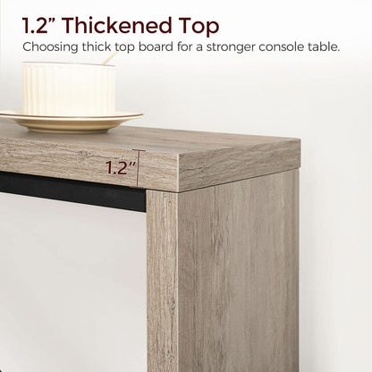 62.2 Inch Greige Industrial Console Table For Entryway