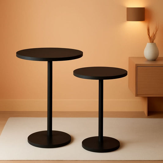 Round Counter height Bar Table Set Industrial Black