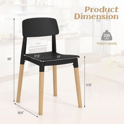 Wooden Dining Chairs Set of 4 Black Ergonomic Backrest