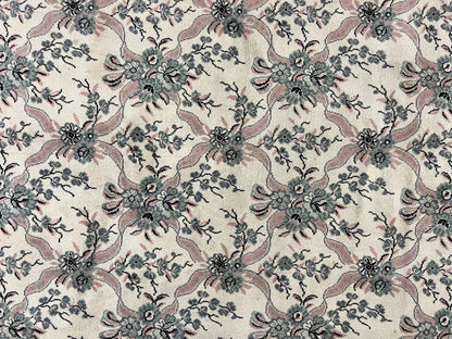 Belgium Power Loomed Rug 8x11, Ivory and Green, Wool Carpet, Floral