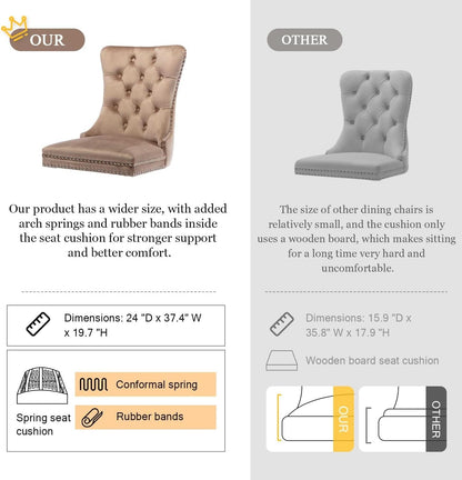 Khaki Velvet Dining Chairs Set Of 4 With Tufted Upholstery