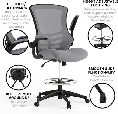 Kelista Mid Back Swivel Office Chair With Height Adjustable Dark Gray Mesh
