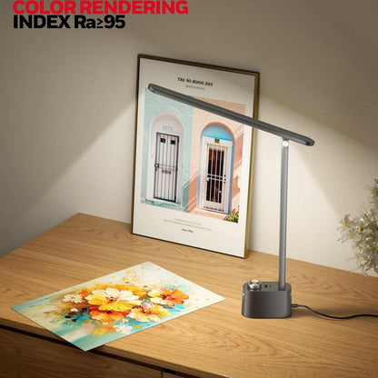 LED Desk Lamp H01 Pro Sunturalux Foldable With USB Ports Black