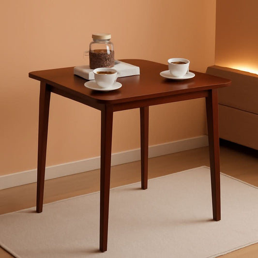 Brown Bamboo Square Dining Table 27.6 Inch For Small Spaces Easy Assembly