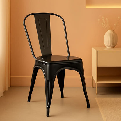 Stackable Tolix Style Metal Dining Chair Black Set of 4