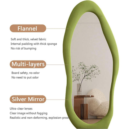 Blue Irregular Wavy Full Length Floor Mirror 63x24 Inch