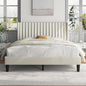 Queen Upholstered Platform Bed With Beige Headboard