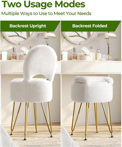Classic Vanity Stool White 15InchesX15Inches Ottoman