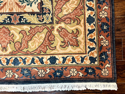 10x13 Wool Rug, Floral Pattern, Birds, Handmade Vintage Carpet, Couristan Rug, Beige