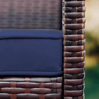 Wicker Outdoor Patio Set 3 Piece Bistro Brown Navy