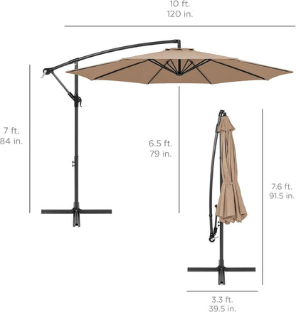 10 Ft Offset Patio Umbrella With Easy Tilt Adjustment And 8 Ribs Polyester Shade For Backyard Poolside