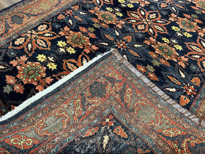 Wonderful Persian Rug 7x10, Navy Blue and Red, Allover Floral Pattern, Bidjar Carpet, Authentic Oriental Rug 7 x 10, Wool Hand Knotted Rug