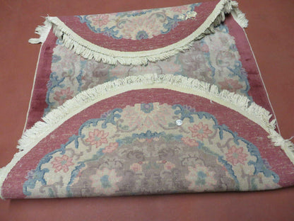 Oval Chinese Art Deco Rug 3x5 Vintage Wool Carpet