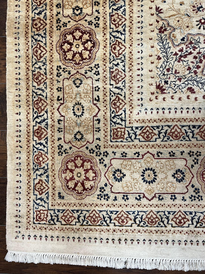 Pak Persian Rug 9x11, Very Fine Hand Knotted Oriental Carpet, Haji Jalili Design, Ivory/Cream, Wool Handmade Room Sized Rug 9 x 11 ft, Nice