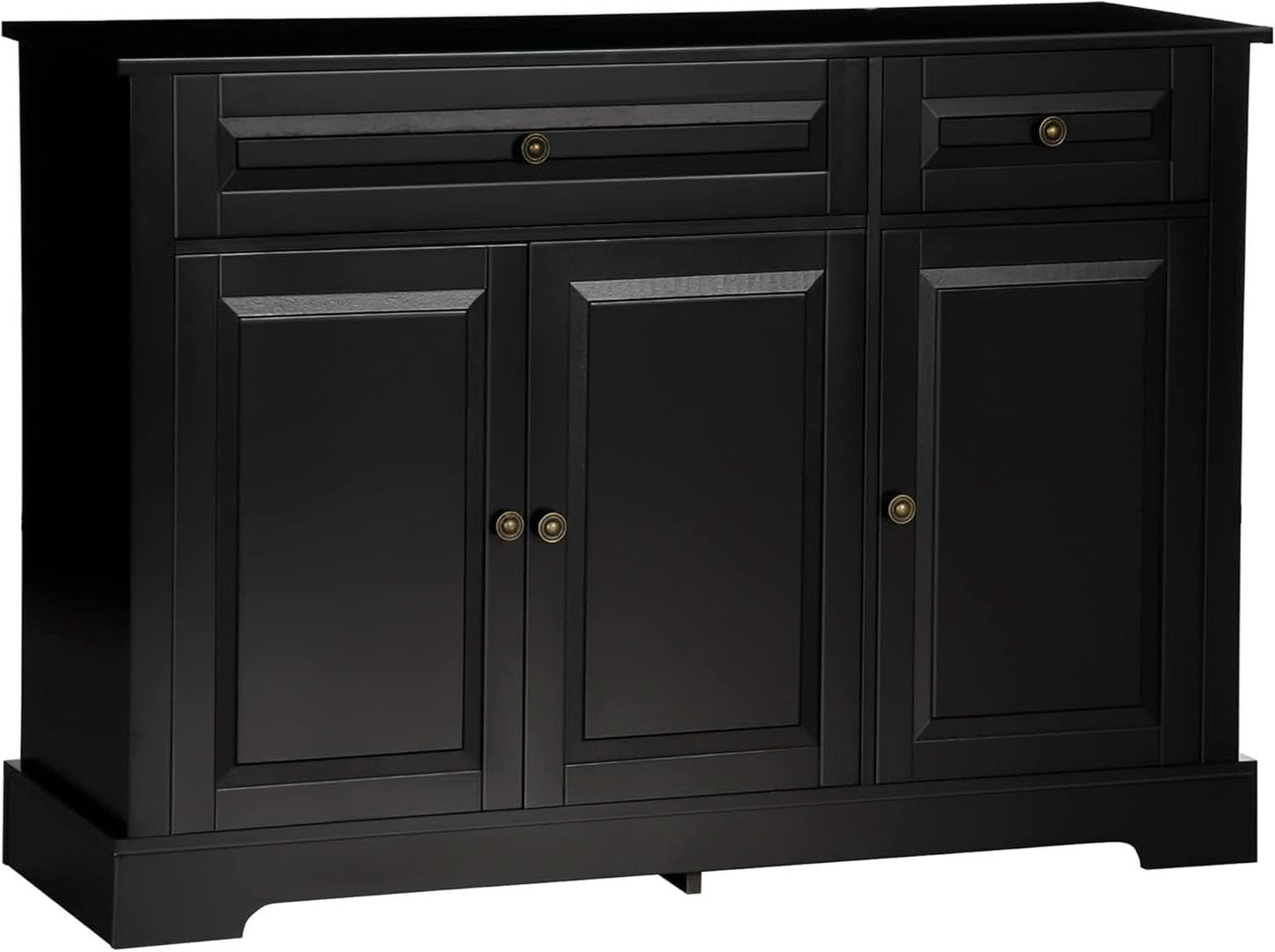 Black Buffet Cabinet With Drawers And Adjustable Shelves