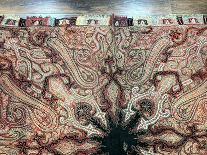 Antique Indian Kashmiri Shawl, Needlework, Signed By Masterweaver, Handmade, Rare