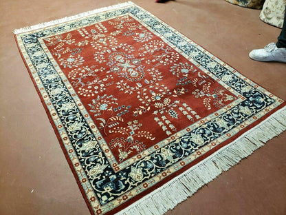 4' X 6' Vintage Handmade Pakistani Rug Highly Detailed Red