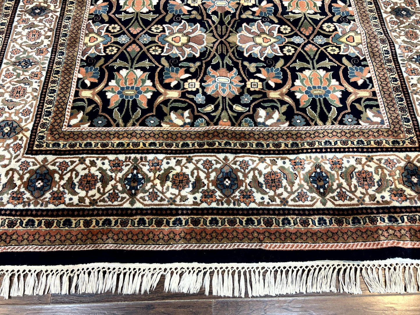 Indo Persian Bidjar Rug 6x10, Vintage Handmade Wool Carpet, Allover Pattern