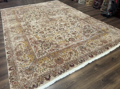 Sino Persian Rug 8x12, Wool & Silk, Traditional Elegant Carpet, Fine 200 KPSI