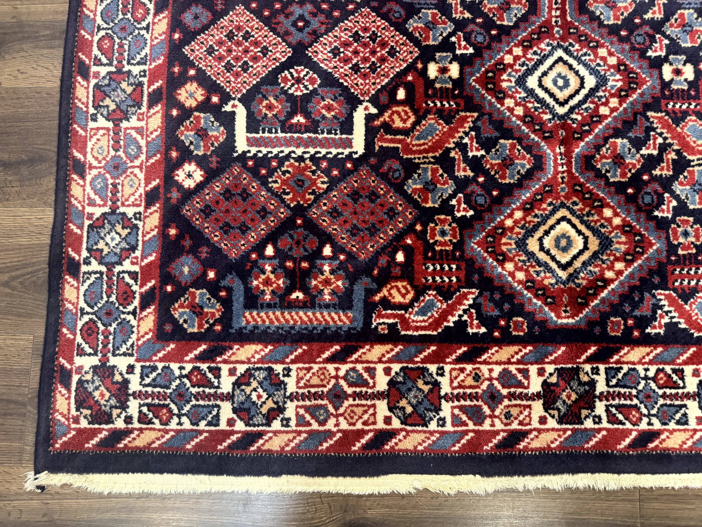 Karastan Rug 5x8, Yuruk Collection #530, Geometric Tribal Wool Pile Vintage Carpet