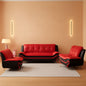 Leather Three Piece Living Room Sofa Set Black And Red