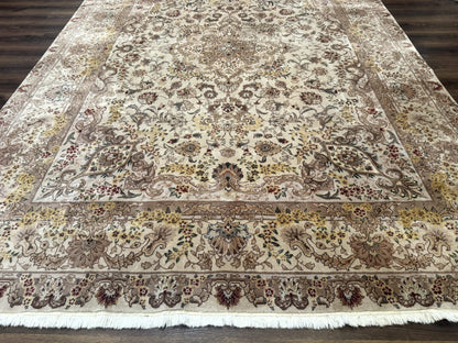 Sino Persian Rug 8x12, Wool & Silk, Traditional Elegant Carpet, Fine 200 KPSI