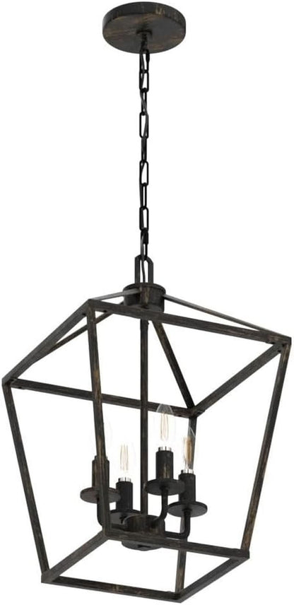 Industrial Black and Gold 4 Light Chandelier With Adjustable Chain