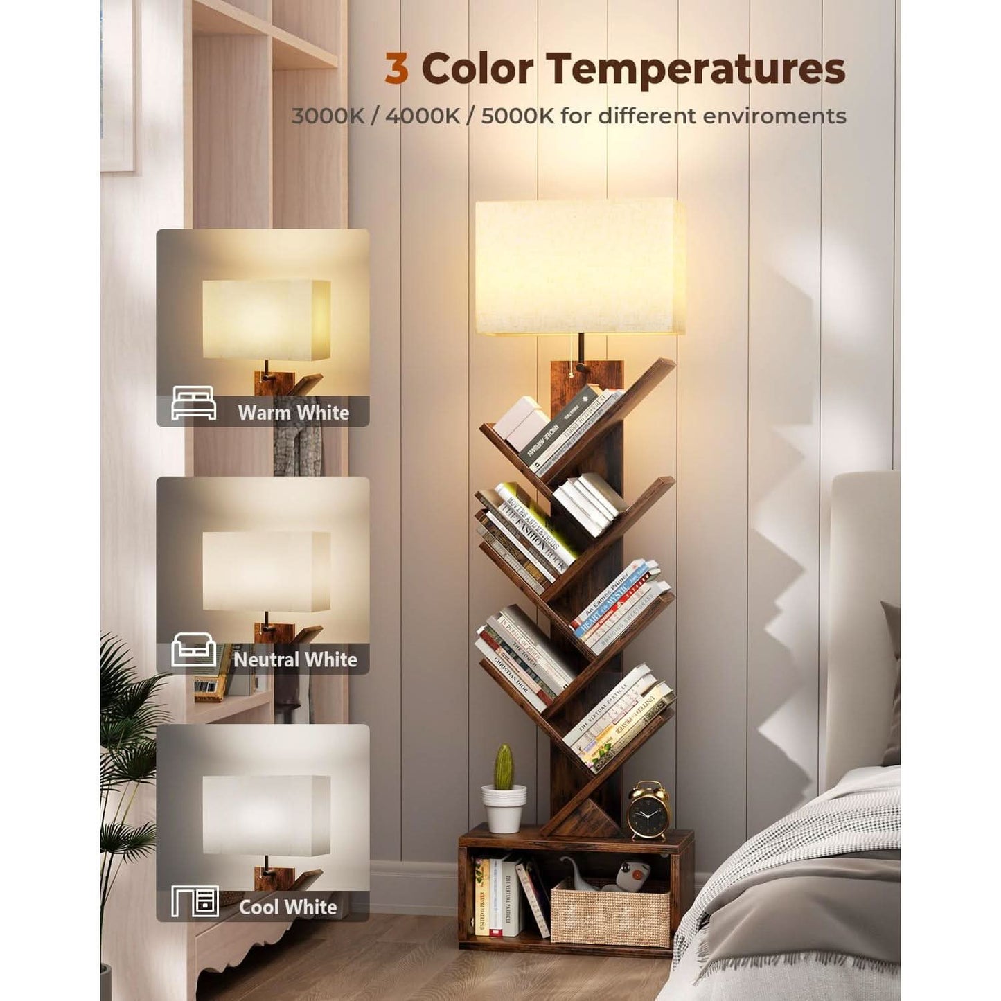 6 Tier Tree Bookshelf With Light Rustic Brown Home Office