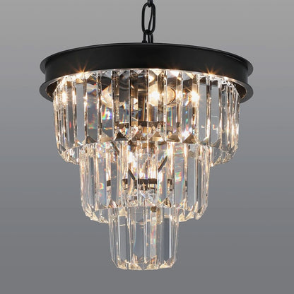 Black Four Light Crystal Chandelier Dining Pendant