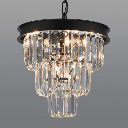 Black Four Light Crystal Chandelier Dining Pendant