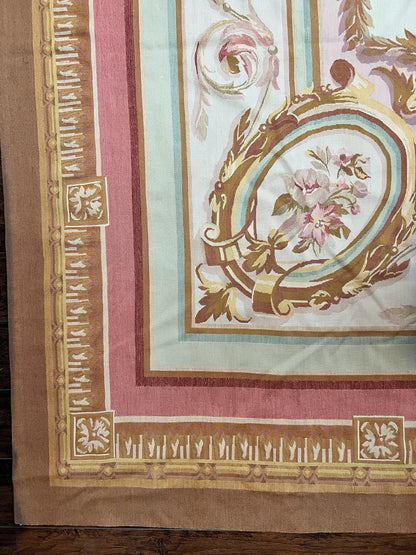Large Aubusson Rug 11x15, Oversized Gallery Palace Size Flatweave Savonnerie Carpet 11 x 15 ft, Wool Handmade Vintage Elegant European
