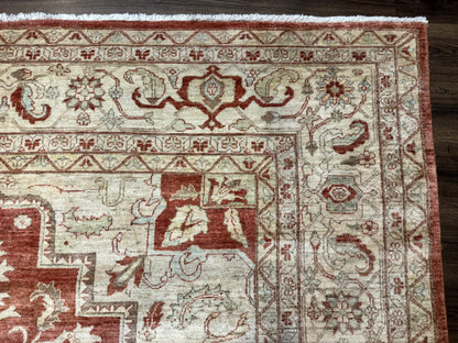 Turkish Heriz Serapi Rug 9x13, Geometric Medallion