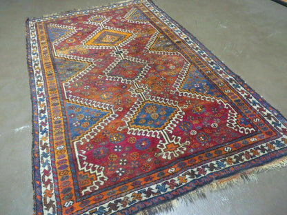 4' X 7' Antique Handmade Tribal Turkish Wool Rug Nice